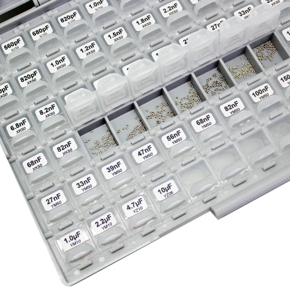 AideTek SMD 0603 엔지니어링 샘플 커패시터 박스 키트 100 개 값 x 50 개 박스-모든 NPO 10 미크로포맷 모듬 플라스틱 부품 도구 상자 C0650