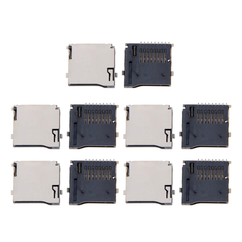 10Pcs Push-Push Tipo Tf Micro Sd Card Socket Adapter Connettore Pcb Automatico 4Xfd