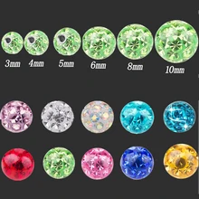 1 pçs 16g & 14g externamente multi cristal ferido epóxi piercing substituição bola para ferradura barriga barbell brinco parafuso prisioneiro