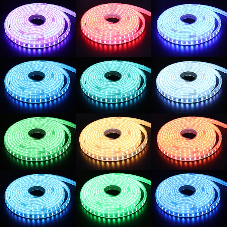 Tira do Diodo Emissor de Luz de Alto App e Remoto Rgb Brilho 220 v Tira Conduzida Impermeável 220 v 120 Leds e m Fita Fita Ledstrip Smd5050 il 14 Cheap Tiras de LED