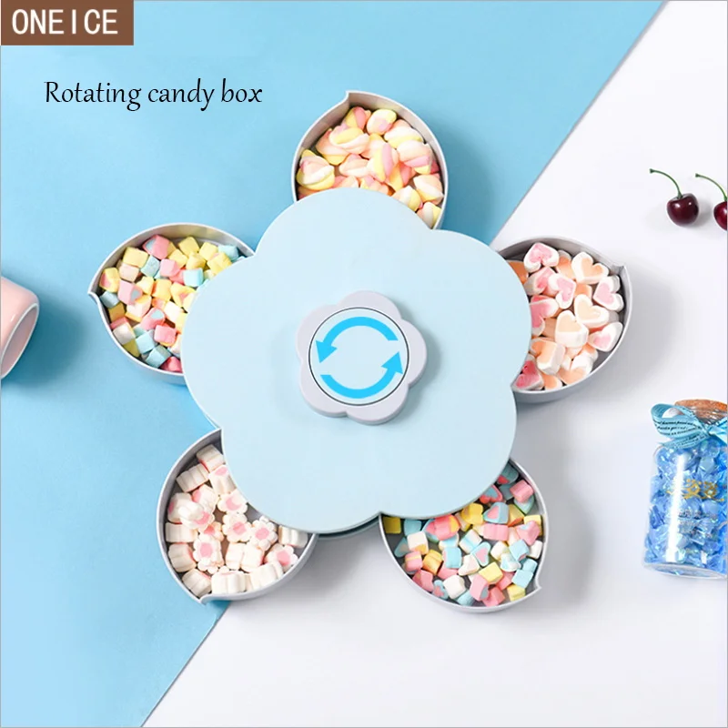 Household candy storage box sealed food preservation plastic rotating household storage box petal shape intimate accessories
