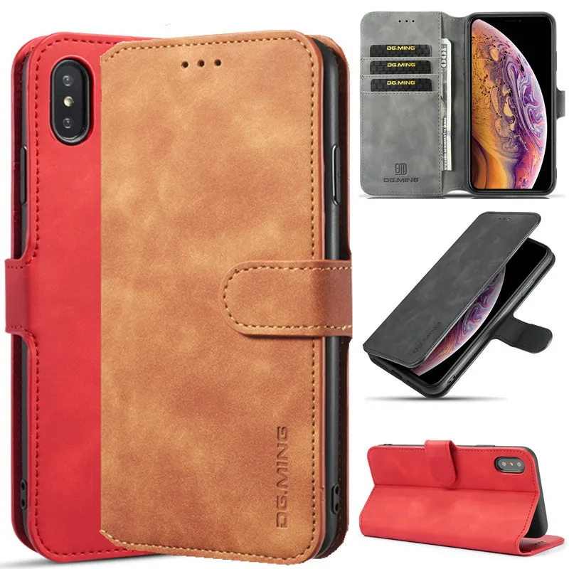 

Luxury Retro PU Leather Wallet Phone Case Bag For iPhone X XR XS Max Coque Card Holder Cover For iPhone Xs 6 6S 7 8 Plus Fundas