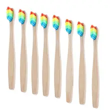 Красочная бамбуковая зубная щетка для ухода за полостью рта бамбуковая ручка зубная щетка отбеливание Радуга