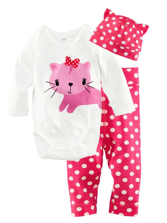 

Adorable baby suit/3-piece set: baby romper + long pant + baby hat/2016 New Arrived Animal creature design