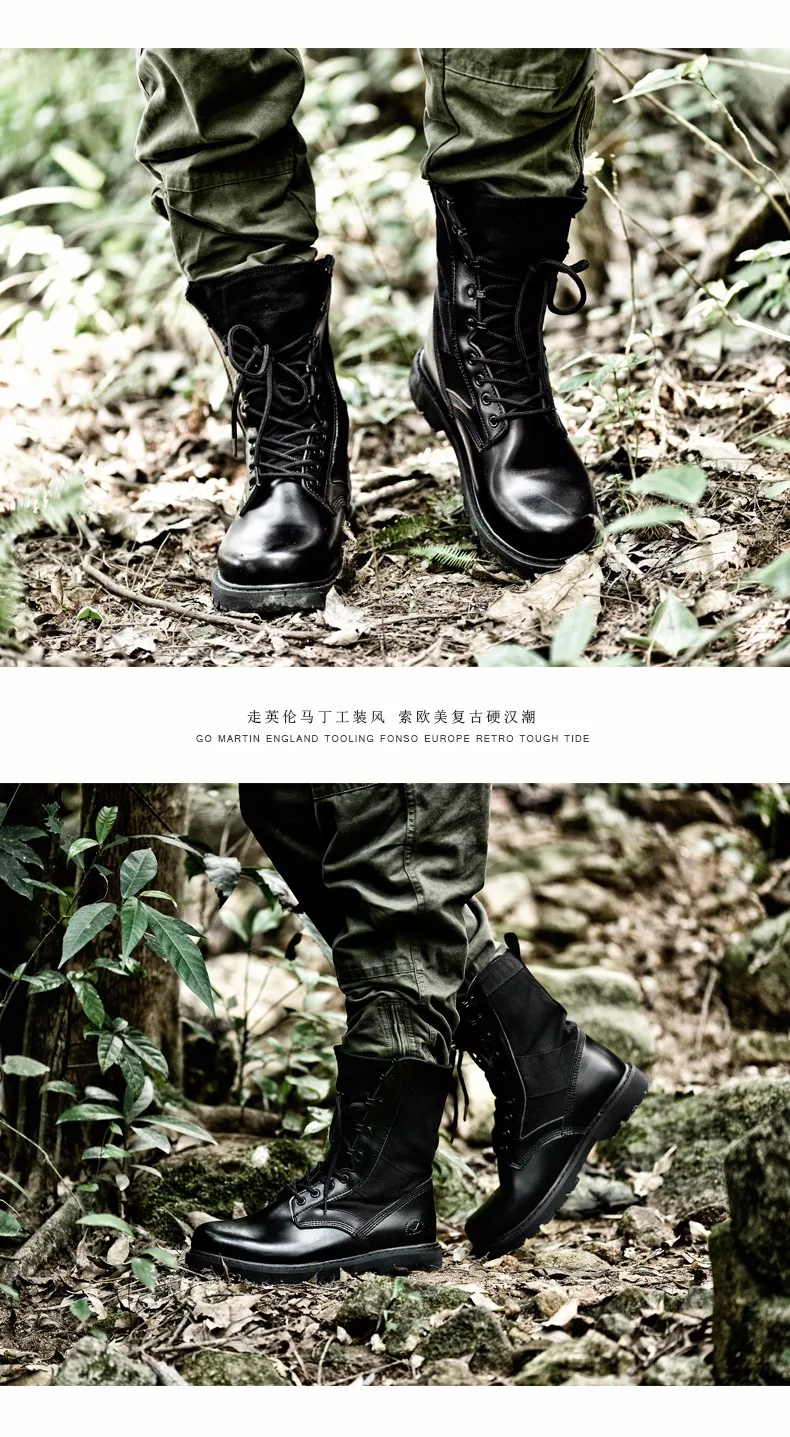 Новые мужские ботинки из натуральной кожи; тактические ботинки; уличные рабочие ботинки; мужские армейские боевые ботинки в стиле пустыни; Размеры 35-46