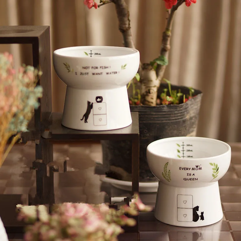

New Cute Pet Feeder Bowl Cartoon Shape High-foot Single Mouth Ceramic Dog Cat Food Bowl Pet Products Drinking Bowl Placemat Bowl