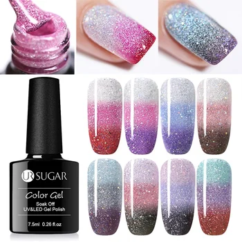 

UR SUGAR 7.5ml Thermal Color Changing Gel Polish 3-layers Glitter Soak Off UV Gel Varnish Nail Art Gel varnish DIY