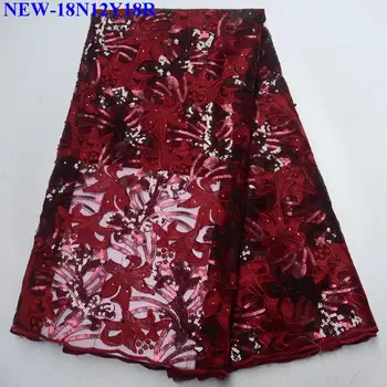 

Hot Sales African french tulle lace fabric 2019 High Quality Nigerian Lace Fabrics French sequins Embroidery Lace Fabric BOX-015