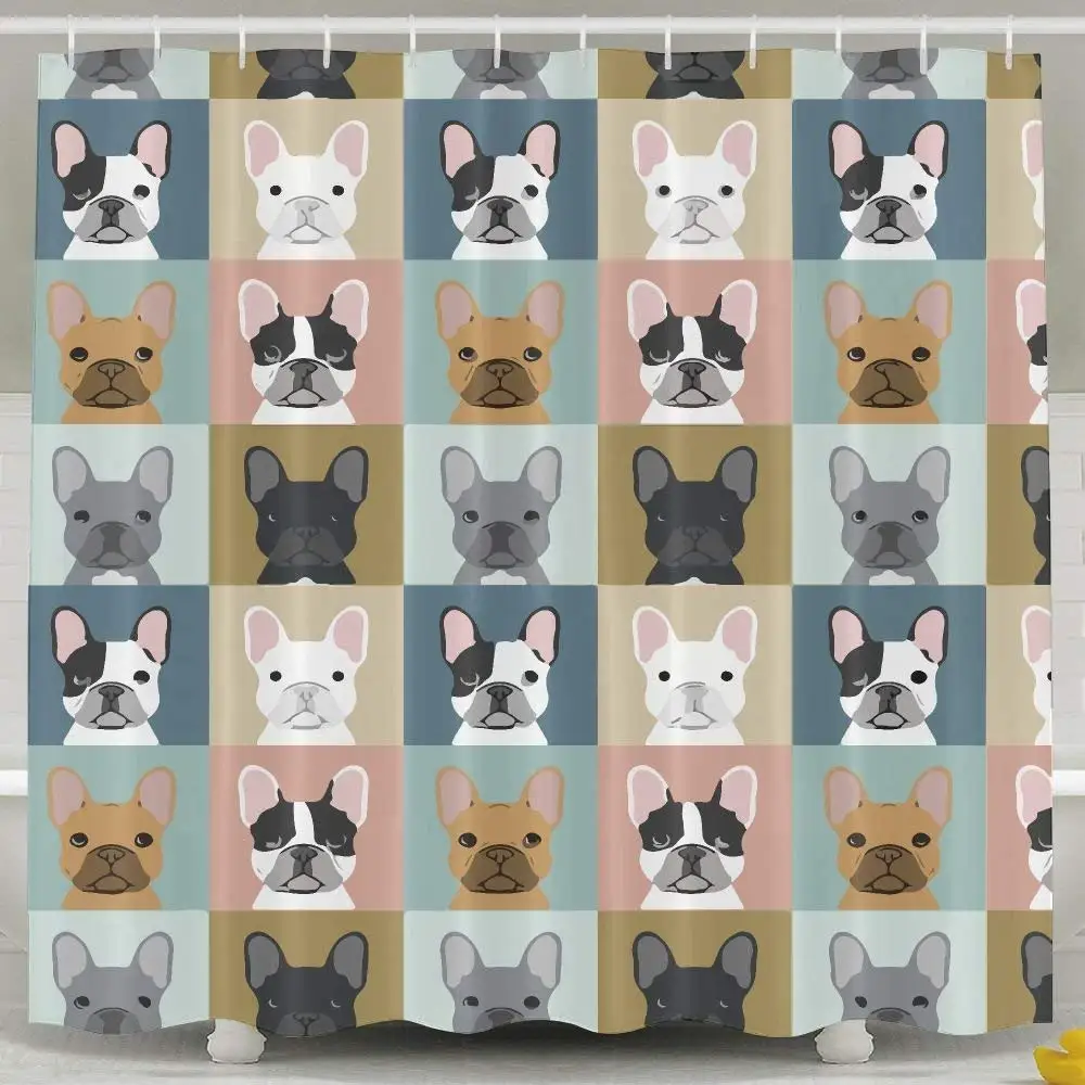 French Bulldog Pattern Fashion 3D Shower Curtain Deluxe Waterproof Bath | Дом и сад