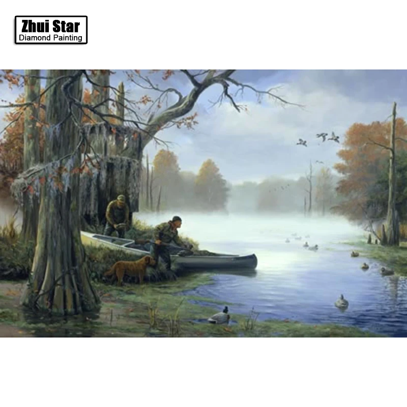 

Full Drill Square Diamond 5D DIY Diamond Painting"River and duck"Diamond Embroidery Cross Stitch Rhinestone Mosaic Painting