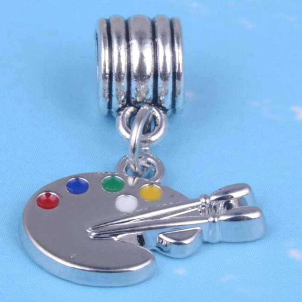 Artist Paint Palette & Brush Charms Dangle Beads Fit Original Charm