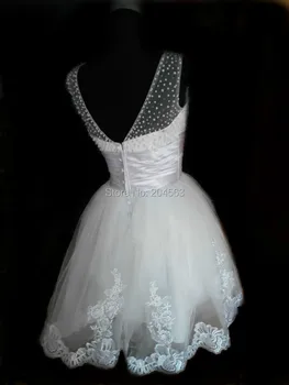 

Real Picture Knee Length Short Bridesmaid Dresses Beaded Backless Bridesmaid Dress for Wedding