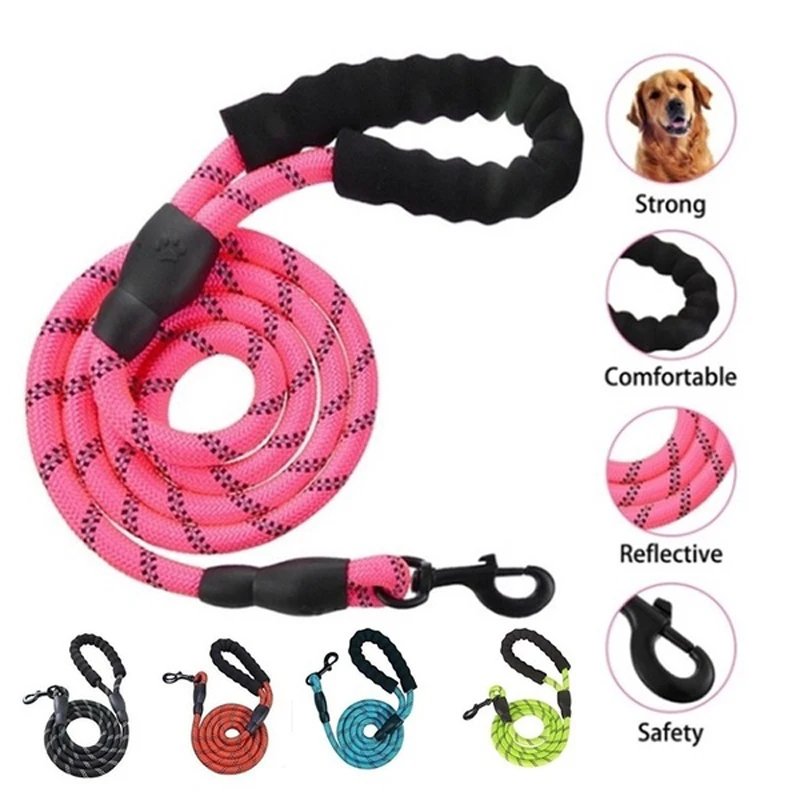 

Durable Nylon Dog Sling Color 1.5M Pet Dog Leash Night Reflective Walking Training Traction Rope Dog Leash With Dog Leash