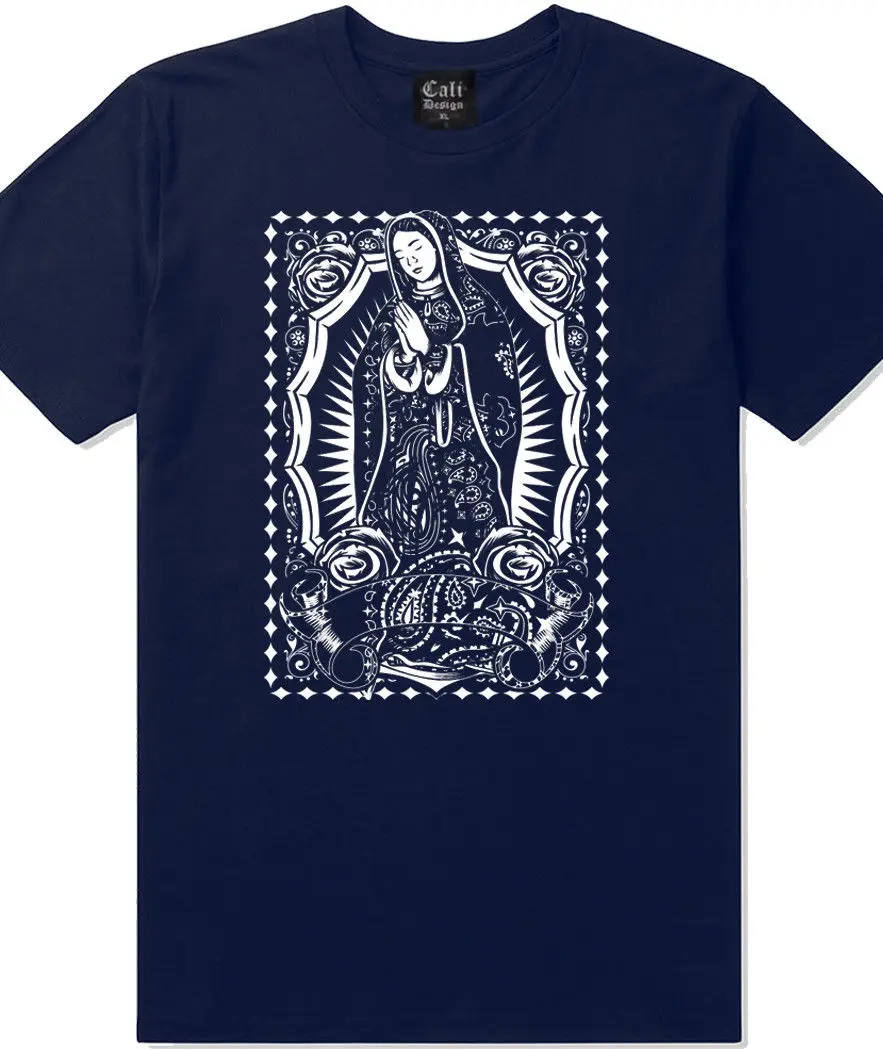Новая темно-синяя бандана футболка Crip OG Cholo Chicano Brown Pride Vida Loca Virgin Mary Cool