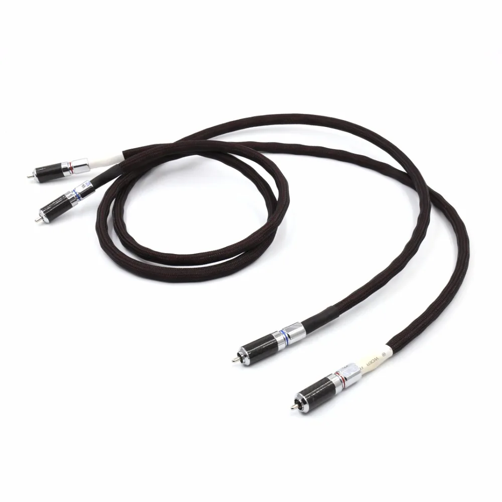 Free shipping 3M/pair pure Solid Silver Phono RCA Interconnect Cables with carbon fiber Rhoudim