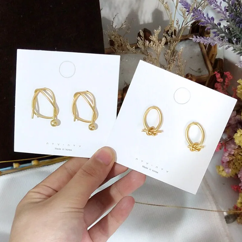 

Fashion Simple Gold Color Geometry Irregular Round Knot Stud Earring Hyperbole Delicate Jewelry For Women Gift Free Shipping