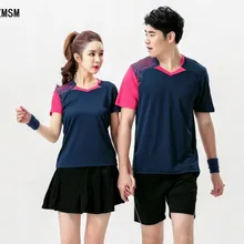 ZMSM, Короткие парные мужские и wo мужские теннисные рубашки, шорты и юбки для бадминтона, футболки для настольного тенниса с круглым вырезом, спортивный костюм NM5063
