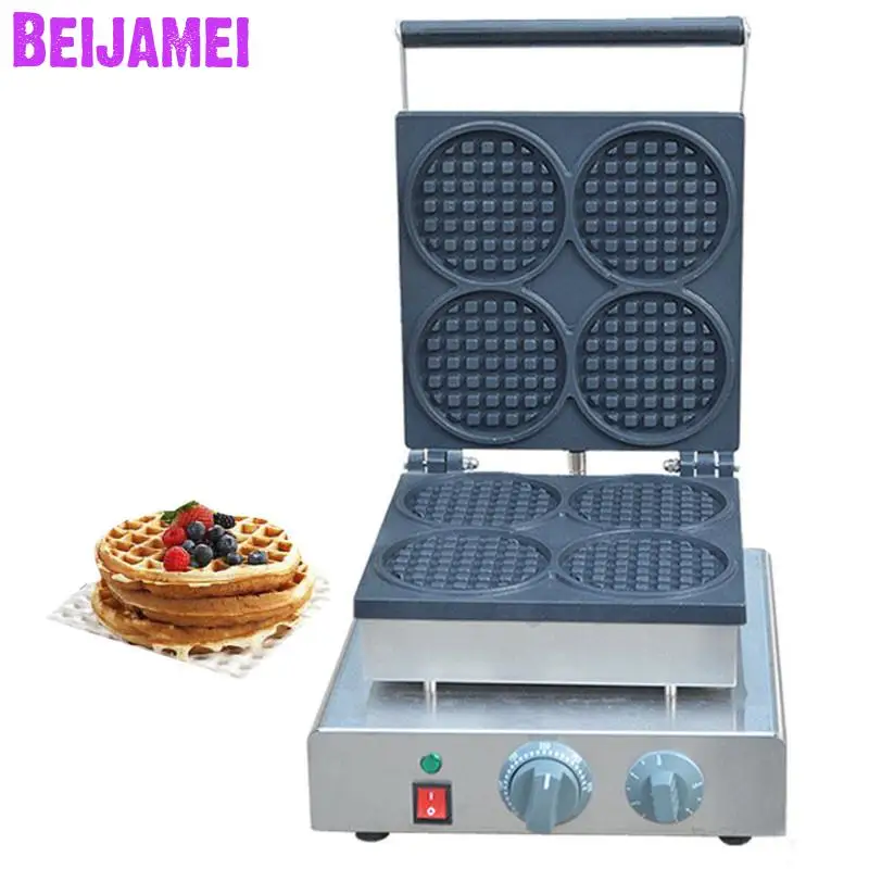 

BEIJAMEI snack machinery round shape waffle maker 110v/220v commercial electric round waffle making machine
