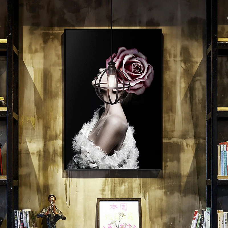 ZY нордическая красота Цветы Картина на холсте «женщина» плакаты и принты настенные картины для девочек гостиная креативная Классическая HD