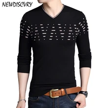 NEWDISCVRY зимний мужской свитер модный теплый повседневный вязаный пуловер с v-образным вырезом мужской длинный рукав мягкий хлопок черный свитер