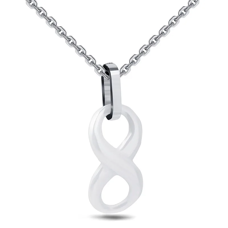 Modyle Fashion Ceramic Infinity Pendant Necklaces For Women Black White Innocuous Ceramic Necklace Jewelry - Image 2