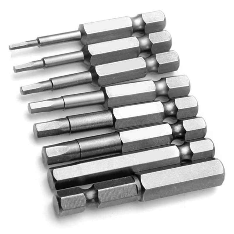 8pcs Magnetic Hexagon Screwdriver Bit S2 Steel 1/4 Inch Hex Shank  Screw Drivers Set 50mm Length H1.5-H8