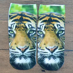 1 пара 3D животного с принтом тигра Для женщин короткие Повседневное носки забавная Для женщин летние шорты носки до лодыжки