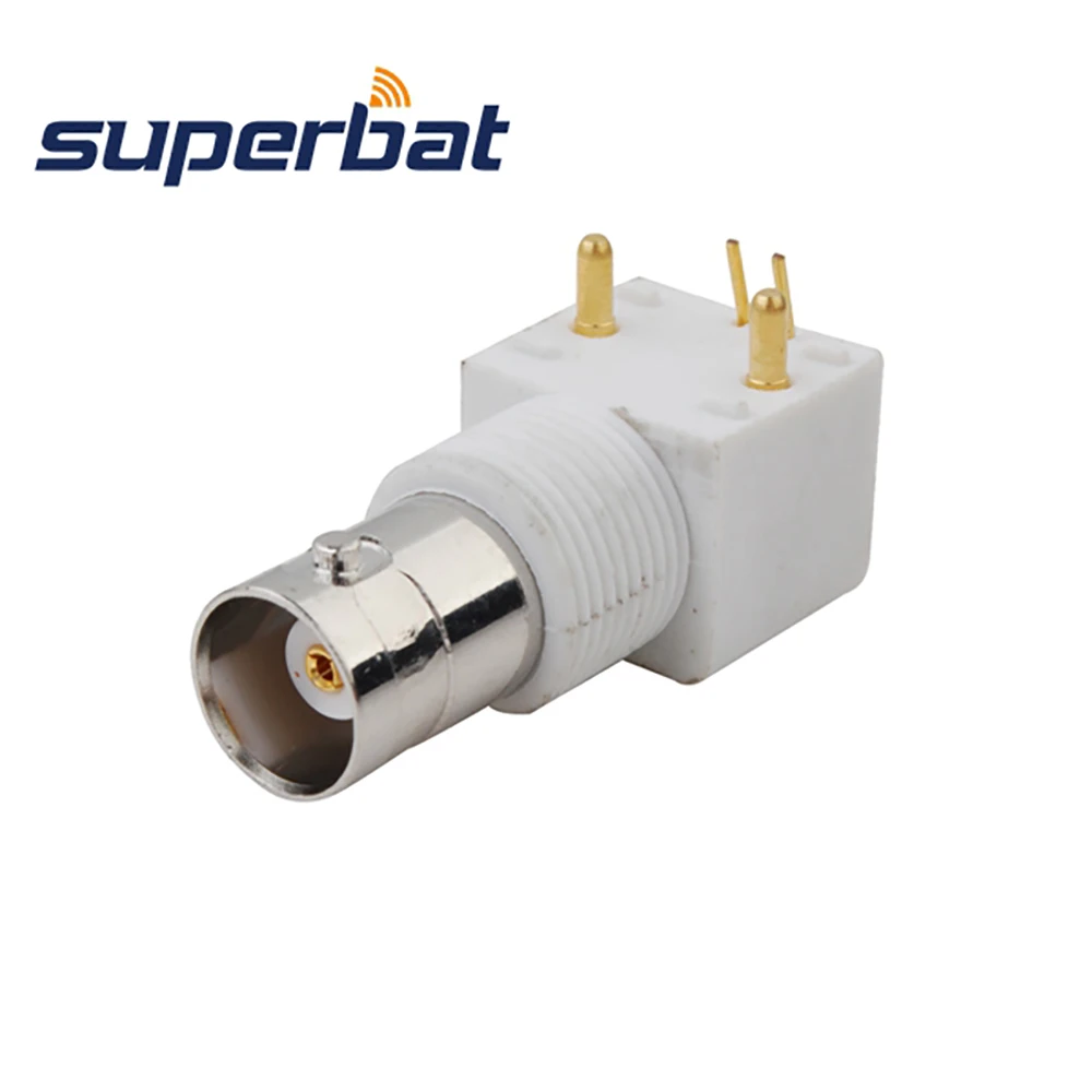 Superbat 10pcs BNC Commercial through hole Female Right Angle PCB Mount RF Coaxial Connector