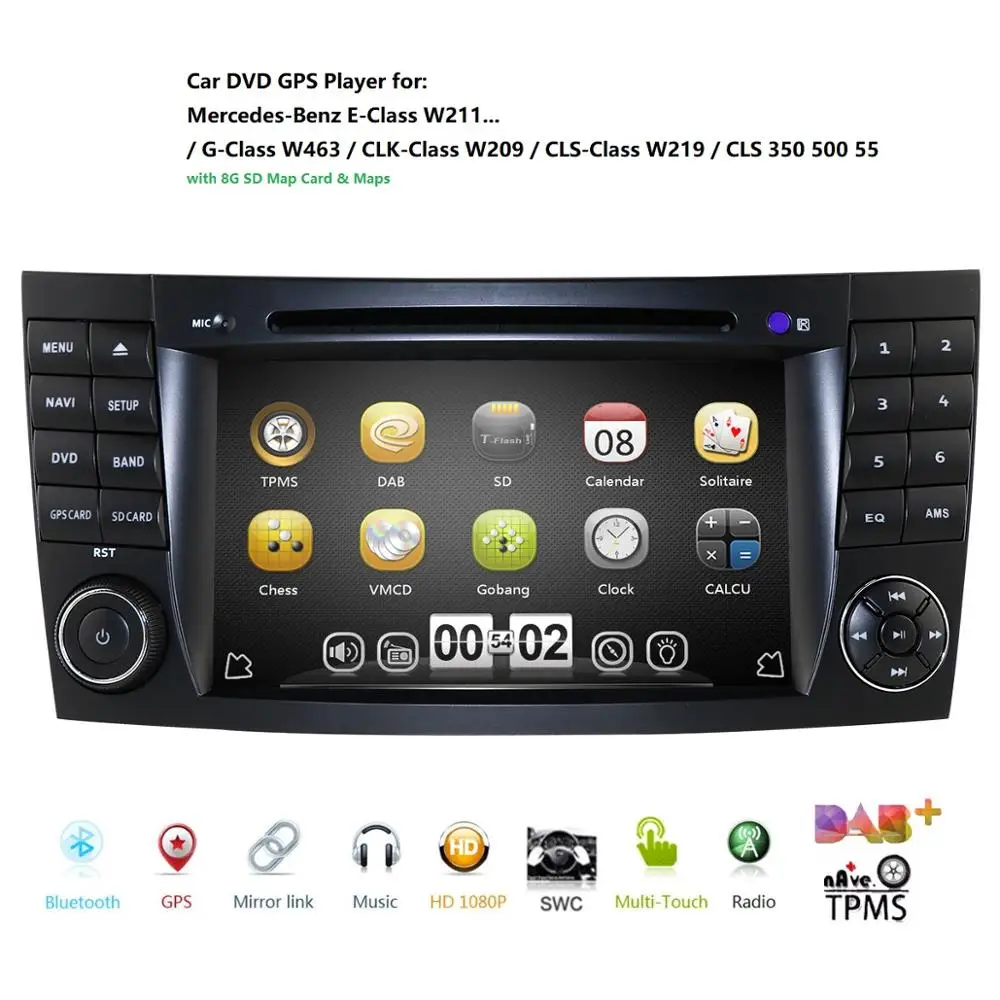 

Car Multimedia Player Two 2Din Navi Audio DVD Automotivo For Mercedes/Benz/E-Class/W211/E200/E300 GPS Radio FMAM USB DVR RDS DTV
