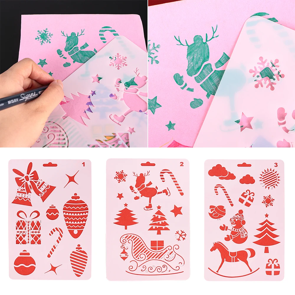 Christmas Layering Stencils Paper Card Template For Walls Painting Scrapbooking