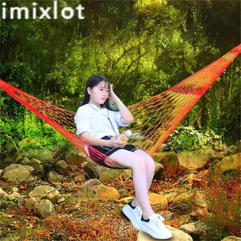 

Imixlot Outdoor Hammock Portable Travel Camping Hammock Nylon Rope Mesh Single Net Hanging Swing
