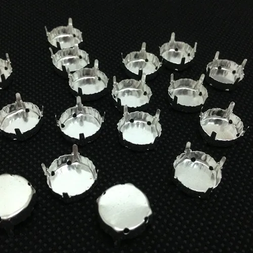 

Round Metal Claw Setting Silver Closed Back For Sewing On 1216,1122 Rivoli Fancy Stone 8mm,10mm,12mm,14mm,16mm,18mm,27mm