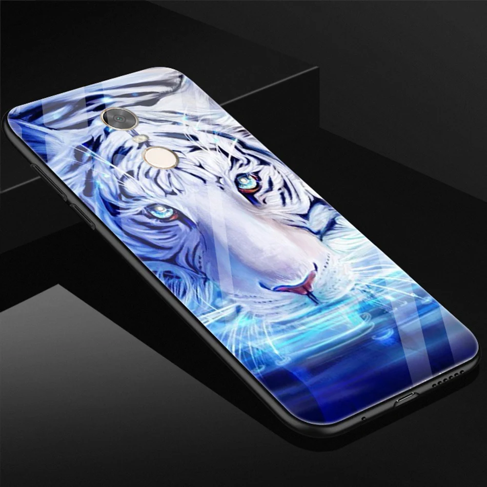 REAOOM Tempered glass phone case for RedMi 5 Plus luxury animal pattern case for Xiaomi RedMi Note 5 pro 4X Mi A1 Mi8 back cover (9)