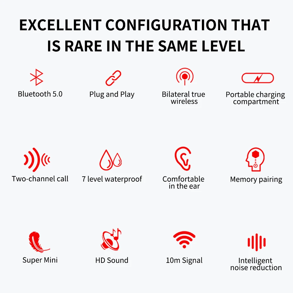 Беспроводные наушники powstro TWS с Bluetooth 5,0, стерео bluetooth-наушники с зарядным устройством, легкие HD голосовые колонки