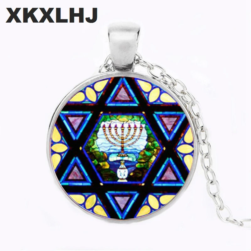 

XKXLHJ Retro Jewish Shield Star Of David Necklace Hexagram & Mandala Handmade Pendant Chain Choker Israel Judaica Hebrew Jewelry