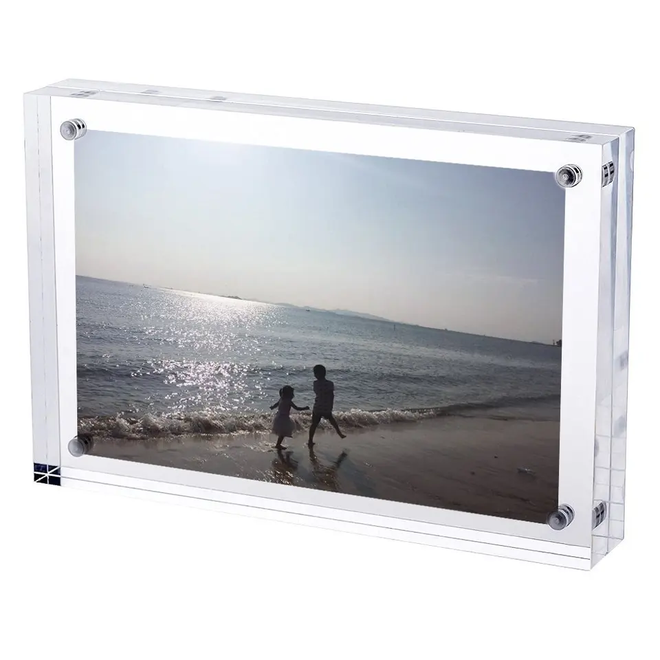 Acrylic Picture Frame 6x8 Tabletop Photo Frame Magnetic Double Sided Frame  Free Standing Desktop for Display Photograph