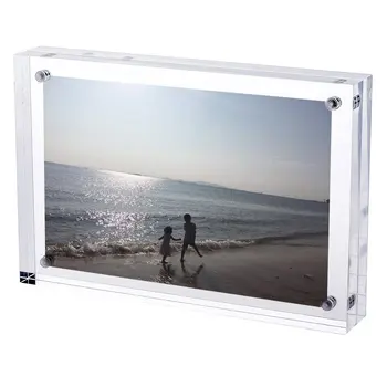 

Free standing Double Sided Display Clear Acrylic Perspex Magnet Photo Block Frames PF003