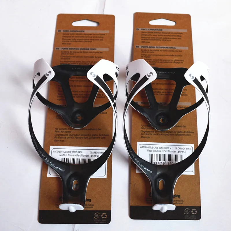 Bicycle water bottle cage 2 PCS bicycle bottle holder water bottle holder full carbon fibre bottle cages bottle holder with card bicycle accessories matte finish 2 color mtb road bike parts 74mm