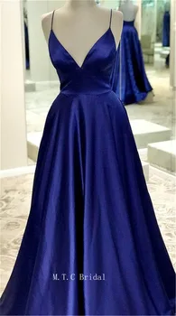

Sexy Royal Blue Prom Dresses Spaghetti Strap A Line Sweetheart Floor Length Long Formal Occasion Dress 2019 Custom Made Cheap