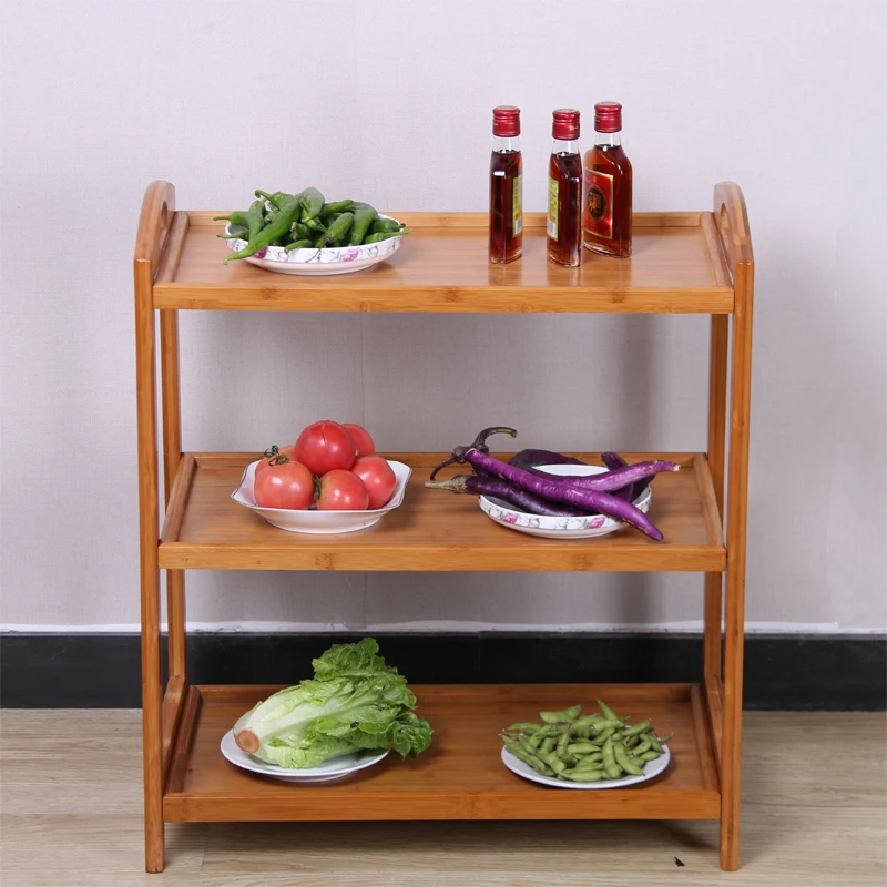

Hot Pot Restaurant Dish Rack Shelf Kitchen Multi-layer Home Floor Solid Wood Dining Cart Cart Hotel Vegetable Rack Multifunction