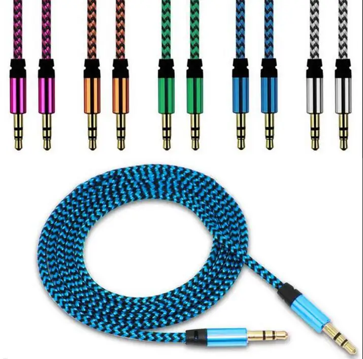 

3.5mm Audio Cable Nylon Braid 3.5mm Car AUX Cable 1.5M Headphone Extension Code for Phone MP3 Car Headset Speaker random