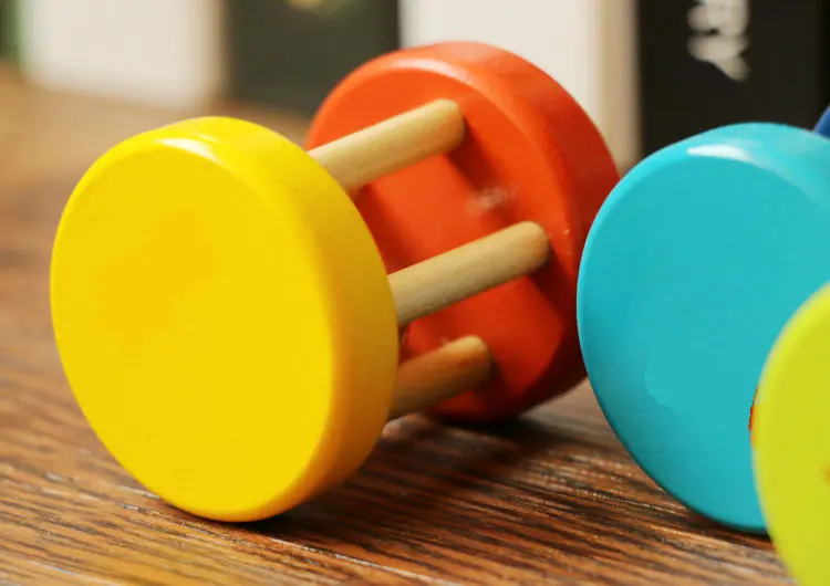 Exempt postage Factory tail single ju wood baby hand bell bell toy is suitable for the baby just learning to grab 0-12 months