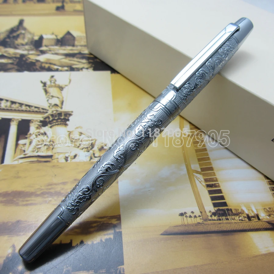 Promotions!!! hero 103 Elegant Silver Carving Metal Fine Nib Fountain Pen 