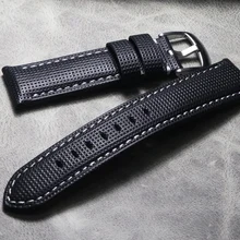 20 21 22 24 26mm high quality thick Genuine Leather Watch Straps Handmade Watch Bands Black Watchband for Hamilton Mido Panerai