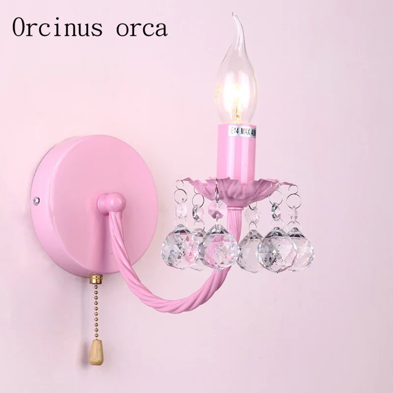 Pink crystal wall lamp children's room Princess Room Girl Bedroom