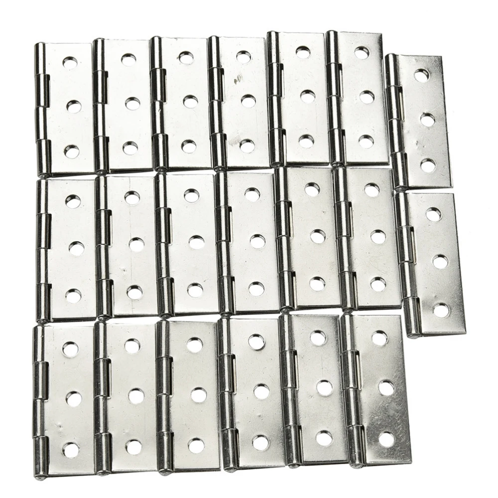 20 Pcs Silver Stainless Steel 6 Mounting Holes Butt Hinges 2.5 inches Long