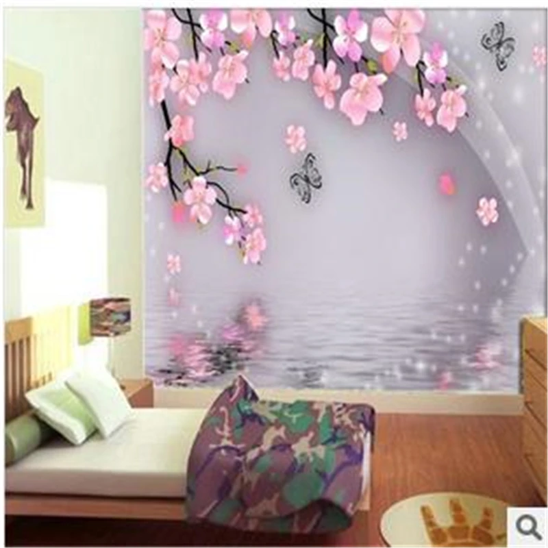 beibehang TV background wallpaper Wallpaper HD personalized wedding fashion plum bedroom for living room papel de parede