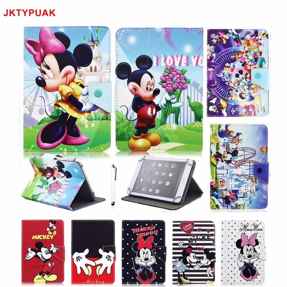 

Universal Mickey Minnie PU Leather Case for Huawei MediaPad T1 7.0 T1-701u 7 inch eReader Case Tablet Stands
