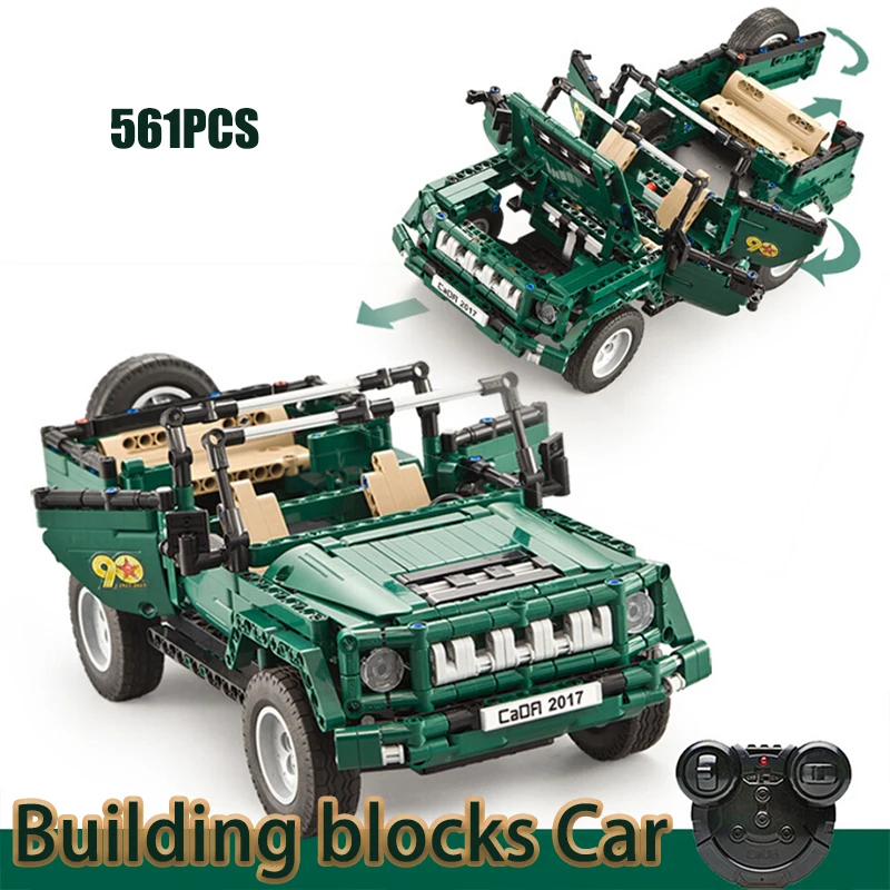 

Blocks Toy Rc Remote Control Car Jeep Truck Car Military Parade Building Bricks Technic Series Compatible Weapon Assembling