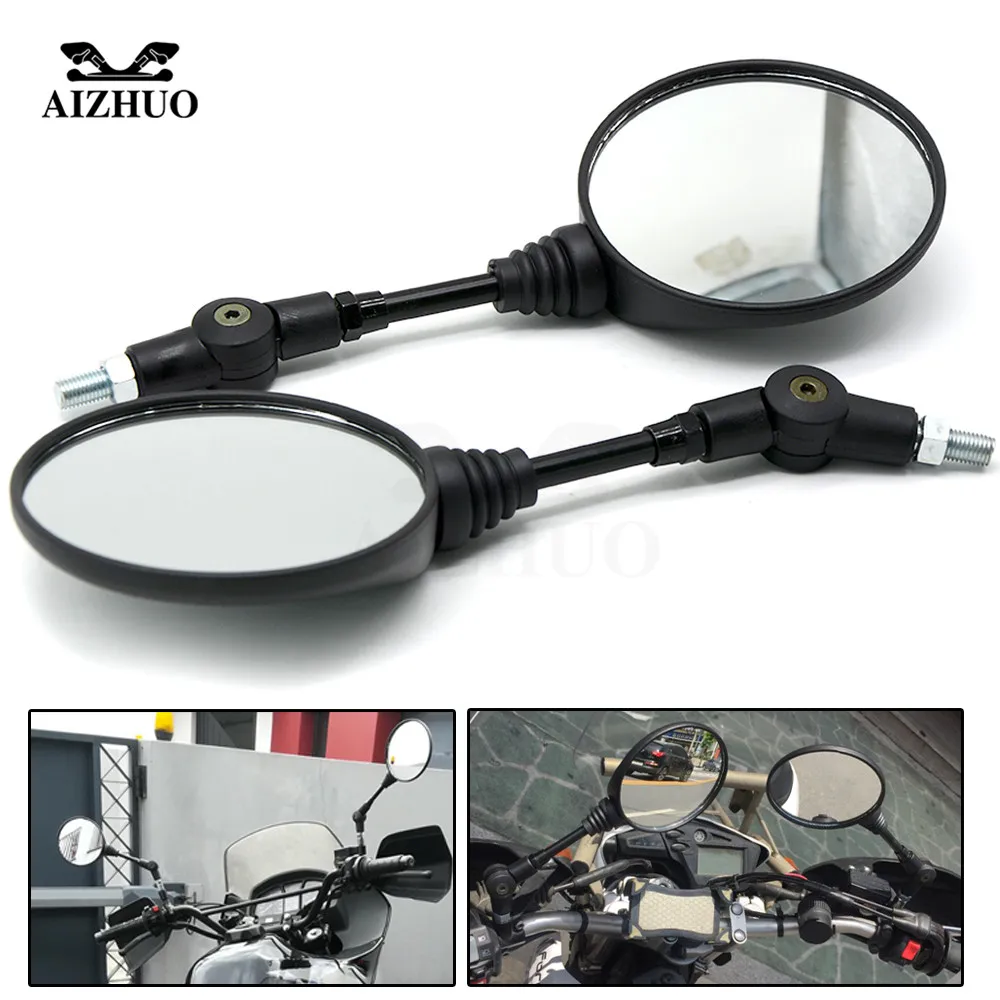 Universal Motorcycle Rearview Mirror folding round 8mm 10MM Side Miroir For Ducati Monster 696 796 821 Suzuki SV650 SV650X GN125